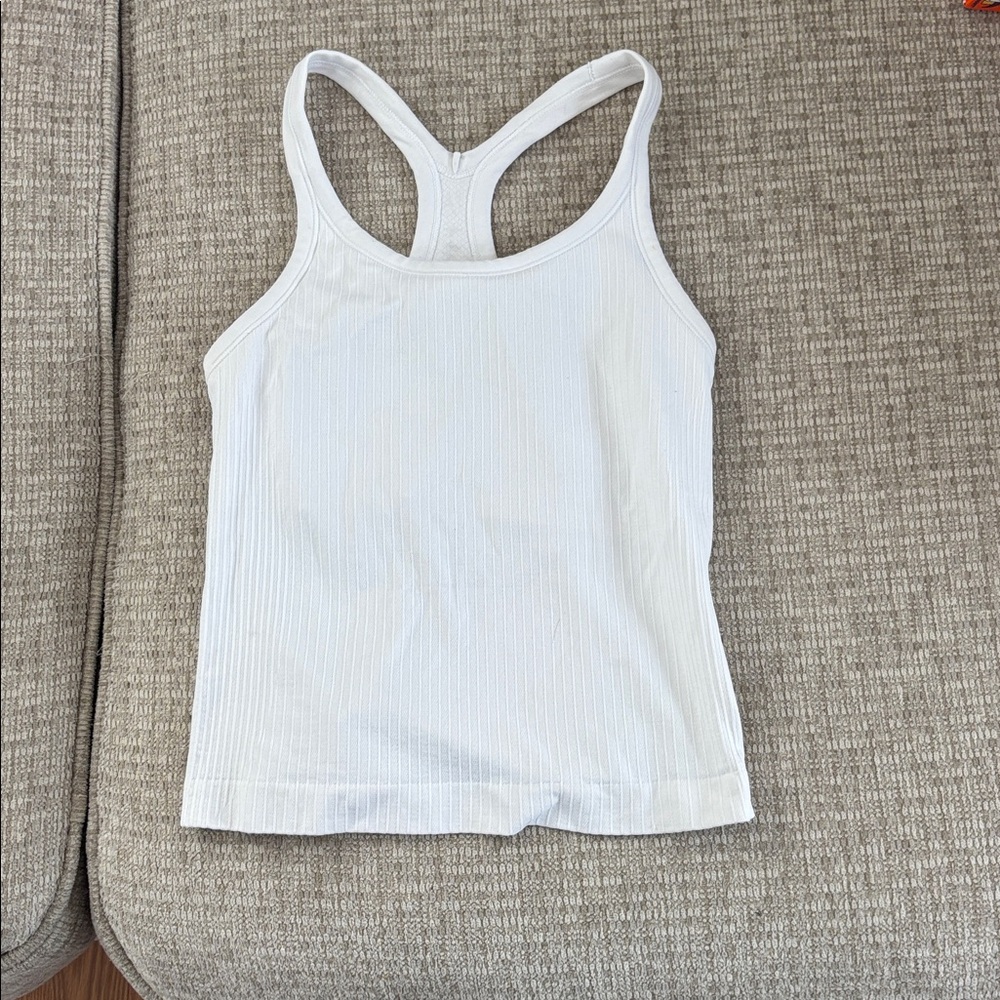 White Ribbed Tank Top